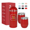 Custom Creative Insulated Stainless Steel 25oz Wine Chiller Set 2x12oz Tumblers 12-24hr Thermal Insulation BPA-Free Lid Gift Box