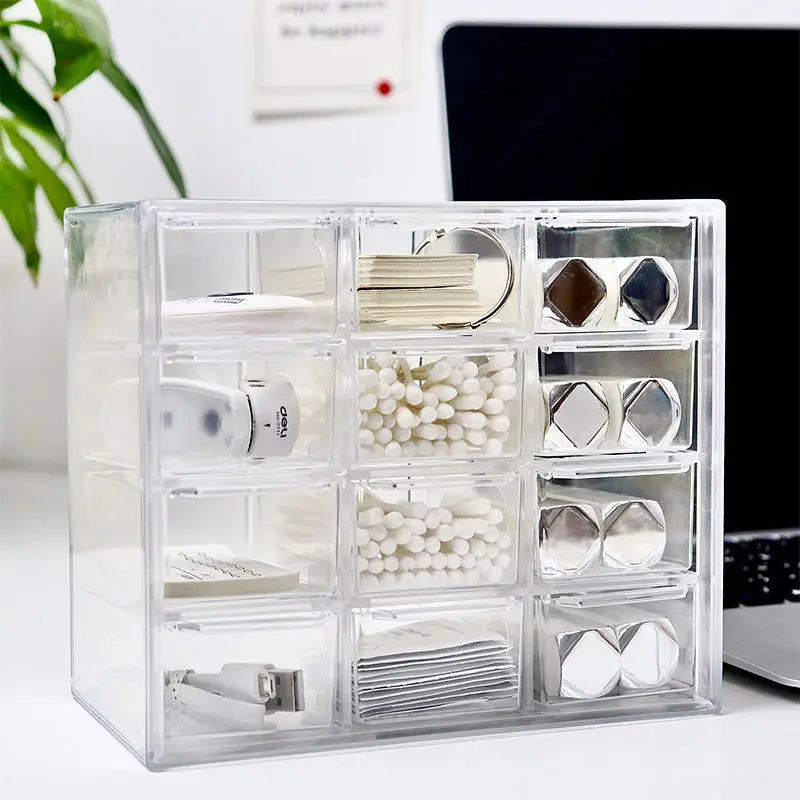 Transparent Plastic Cosmetic Storage Box for Bathroom Dressing Table for Storing Lipstick Makeup Brushes Skin Care Products