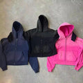 OEM Custom Rivet Rhinestone Hoodie Fleece Jacket French Terry Cotton Vintage Distressed Gradient Acid Wash Zip up Hoodie