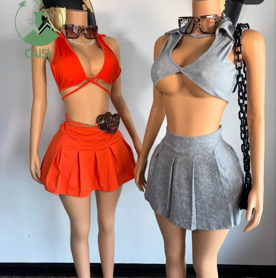 Custom Two Piece Skirt Sets Women Outfits Soild Crop Top and Tennis Skirt Summer Casual 2 Piece Skirt Sets 2025 for Girls