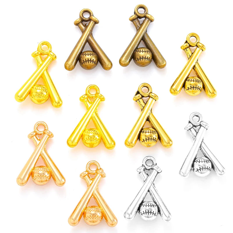 5 Color Alloy Baseball Bat Charm for Key Chain Bracelet Necklace Pendant DIY Handmade Jewelry Accessories Making 19*13mm J486
