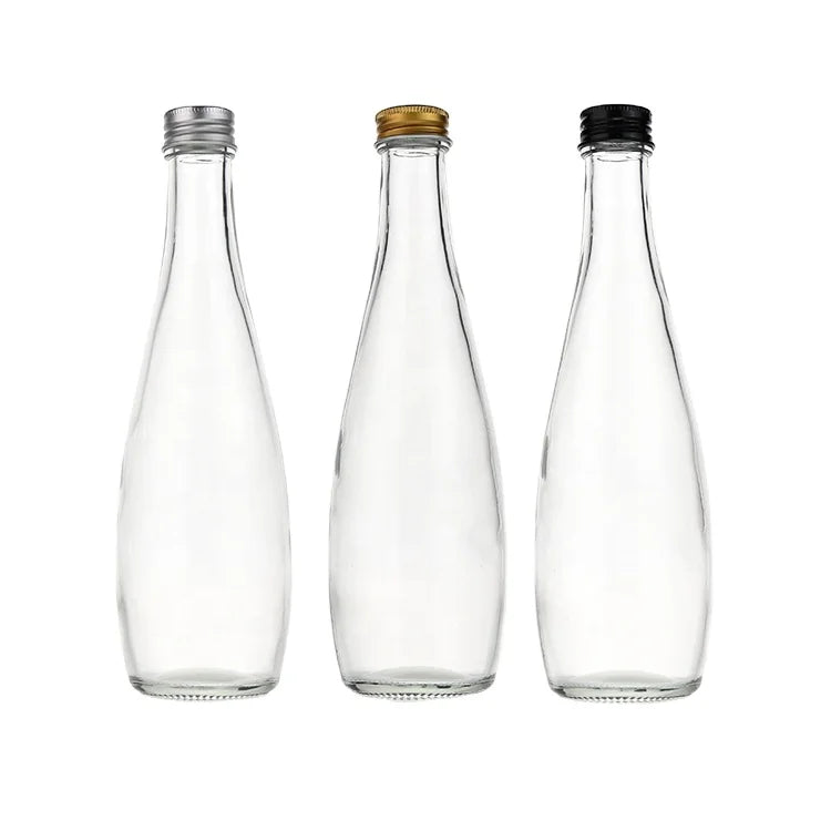 Factory Custom clear 330ml 500ml Glass Bottle with Aluminum Screw Lid for Sparkling Water