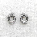 Sterling Silver 5*7mm Semi Mount Stud Earrings Empty Support Blank Claws Setting S925 Base Without Center Stone for DIY Inlay