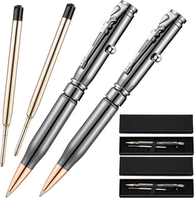 Ready Ship Sturdy Creative Bullet Shaped Metal Ballpoint Pen Kit Blue/Black Ink 1.0mm Writing Width Office School Use