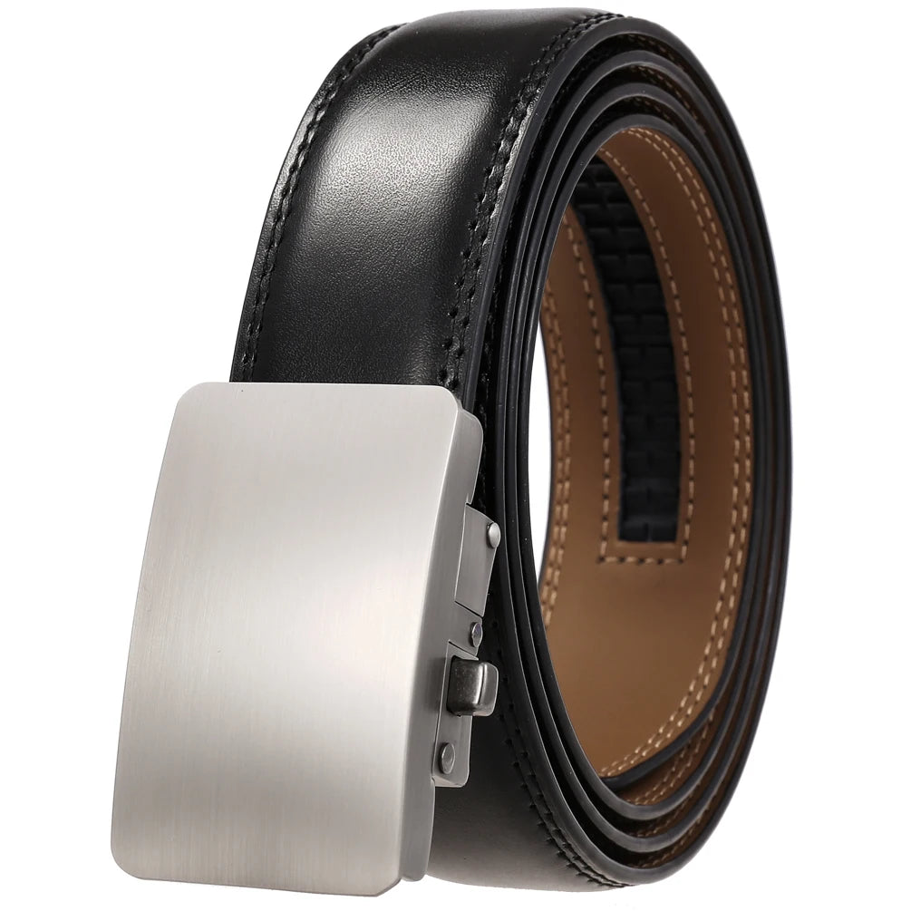 LY36-1315-1 Men's Casual Button Buckle Belt Custom Logo Men Fashion Automatic Genuine Leather Belts Luxury Business Leather Belt