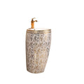 Hot Sale Product New Style Round Gold Diamond Pedestal Basin Wash Hand Sink for Hotel Bathroom One Piece
