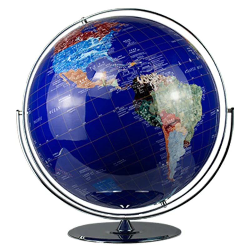 Seeball 50cm Sapphire Blue Desktop Universal Bright Chrome Globe Carbon Fiber Liner Crystal Plating for Popular Science