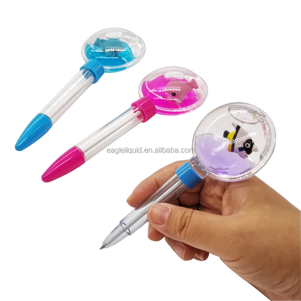 Factory Wholesale Plastic Ballpoint Pen Customized Logo 3D Promotional Floating Liquid Pen Aqua Floater Oil Pen