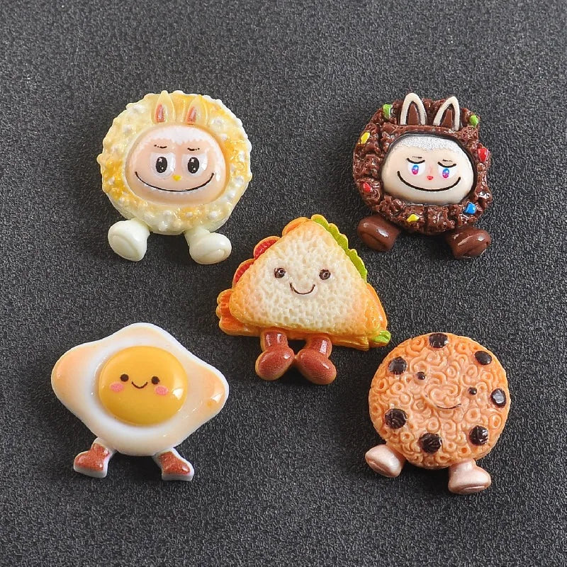 Cookie Shape Resin DIY Accessories Glue Cartoon Hairpin Poached Food Play Widget Style 3D Decoration