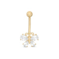 Vivid Manufacture S925 Gold Plated Pear-Shaped Cubic Zirconia Butterfly Belly Button Ring Navel Piercing Women Jewelry