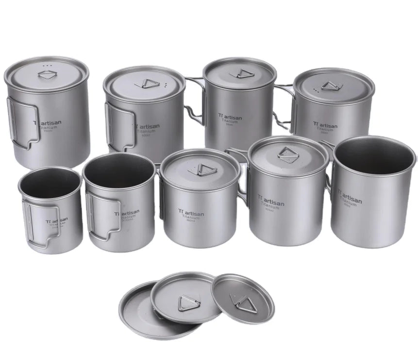 Custom Outdoor Camping Coffee Mug 200ml 300ml 450ml 750ml 900ml Titanium Travel Cups for Outdoor Gear & Camping Equipment