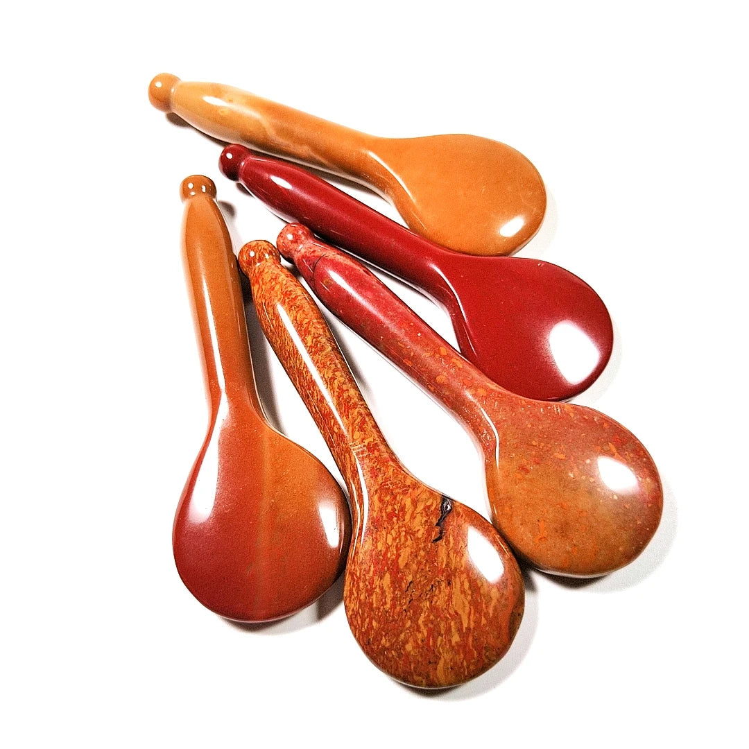 2026 Beneficial product Traditional Healthy Care Jade Gua Sha Mookaite Jasper spoon with round handle for nose