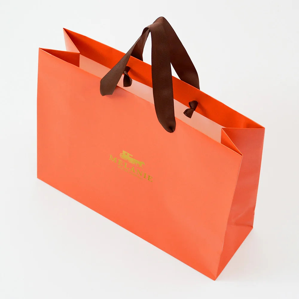 Custom Logo Eco-Friendly Orange Paper Packaging Shopping Gift Bag Printing for Fashion Clothes