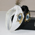 New Hair Ornament Personality Beaded Evil Eye Headband Fashion Middle Knotted Fabric Headband for Women