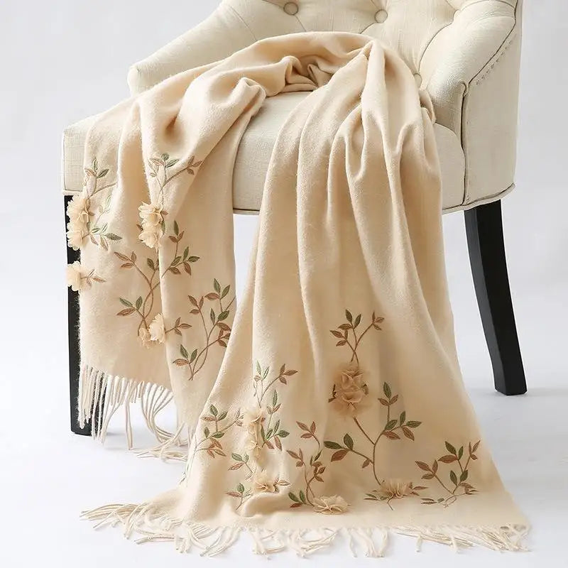 Customization Supported Reversible Scarf Multiple Colors Embroidery Women's Shawl for Women's Autumn