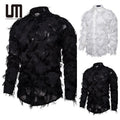 Liu Ming Fashion 2024 New Products Men Clothing Long Sleeve Feather Nightclub Party Dinner Prom Shirt