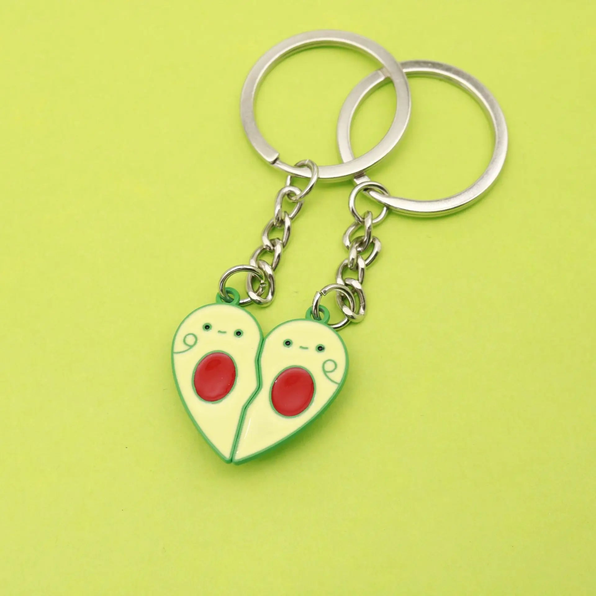 Cross-Border New Cute Girl Heart Couple Pendant Carabiner Keychain with Alloy Oil Drop Magnetic for Buckle Metal Material