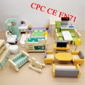 CPC CE EN71 Wooden Dollhouse Furniture Set Miniature Doll House Accessories Pretend Play Kitchen Bedroom Bathroom Toys for Kids