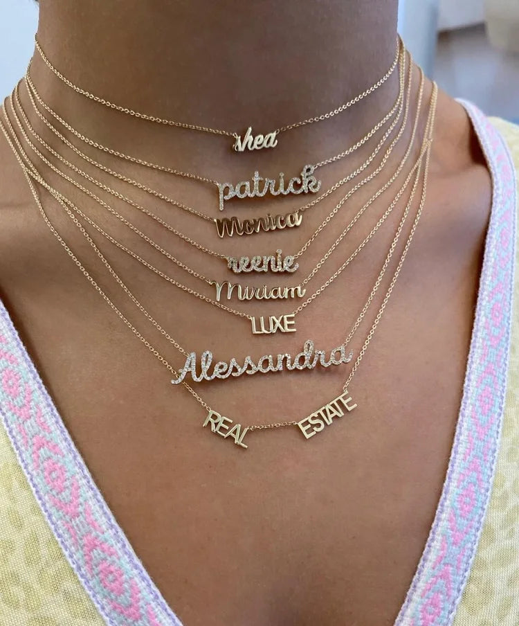 New Style Custom Personalized Name Luxury Diamond Necklace 18k Gold Plated