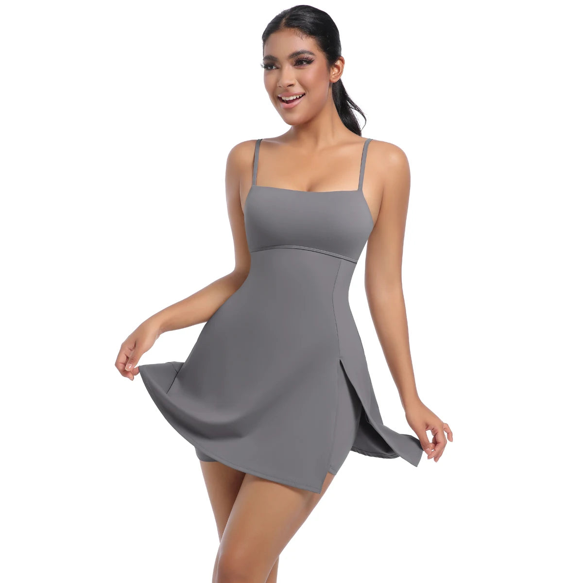 Women's Custom Athletic Slimming Fitness Casual Sportswear Backless Gym Tennis Dress with Solid Pattern-Wholesale
