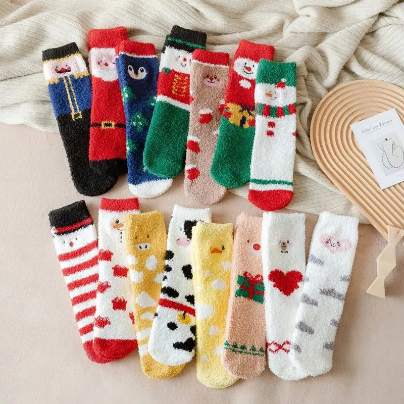 Cmax Factory Directly Design Thick Fluffy Christmas Socks Womens Winter Fuzzy Warm Christmas Socks