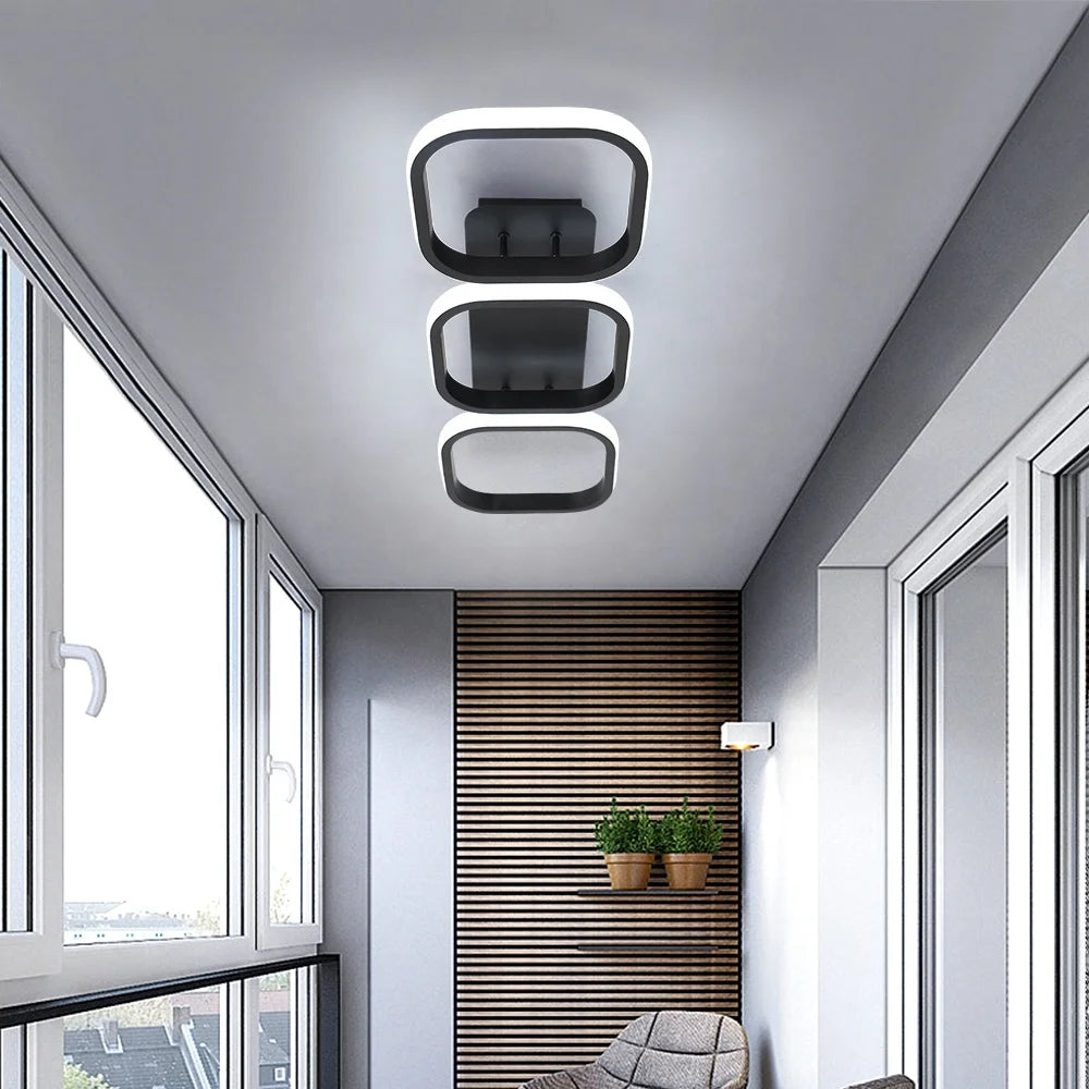 Modern 3 Parallel square Acrylic Ceiling Lamp for Study Bedroom Decorative Lighting Aisle Light