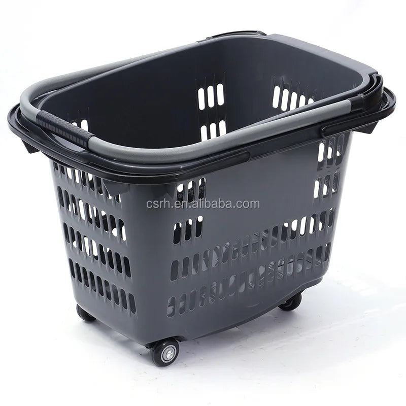 RH-BPR40 535*360*390mm 40L Black Shopping Trolley Basket Store Basket Supermarket Rolling Shopping Baskets