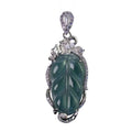 Graceful Rhodium Plated 925 Silver Jewelry Natural Jadeite Pendant for Women Anniversary Gift