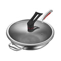 32cm 304 Triply Non Stick Stainless Steel Cookware Kitchen Honeycomb Wok Induction Cooking Fry Wok Pan with Glass Lids