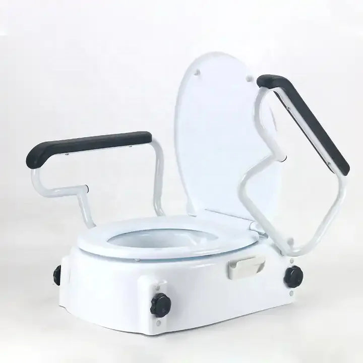 Best 2024 MUNIU POWER MN-7060H Portable Raised Toilet Seat 400LB Adjustable Height (5/10/15cm) Handle Elderly Disabled Bath