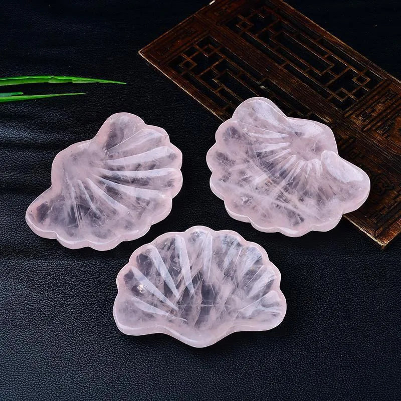 Natural pink Crystal Shell Bowl Decoration Original Carved Crystal Demagnetization Luxurious and Fashionable Home Decoration