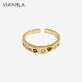VIANRLA 925 Sterling Silver Ring Colorful Zirconia Ring Minimalist Style Nickle Free Laser Logo Support Drop Shipping