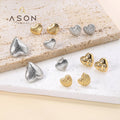 Ason Fashion 18k Gold Plated Stainless Steel Jewelry Diamond Gift Woven Hammer Heart Shape Stud Earrings for Women