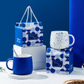 Klein Blue Ceramic Coffee Mug with Spoon Nordic White Splash Speckled Tea Cup