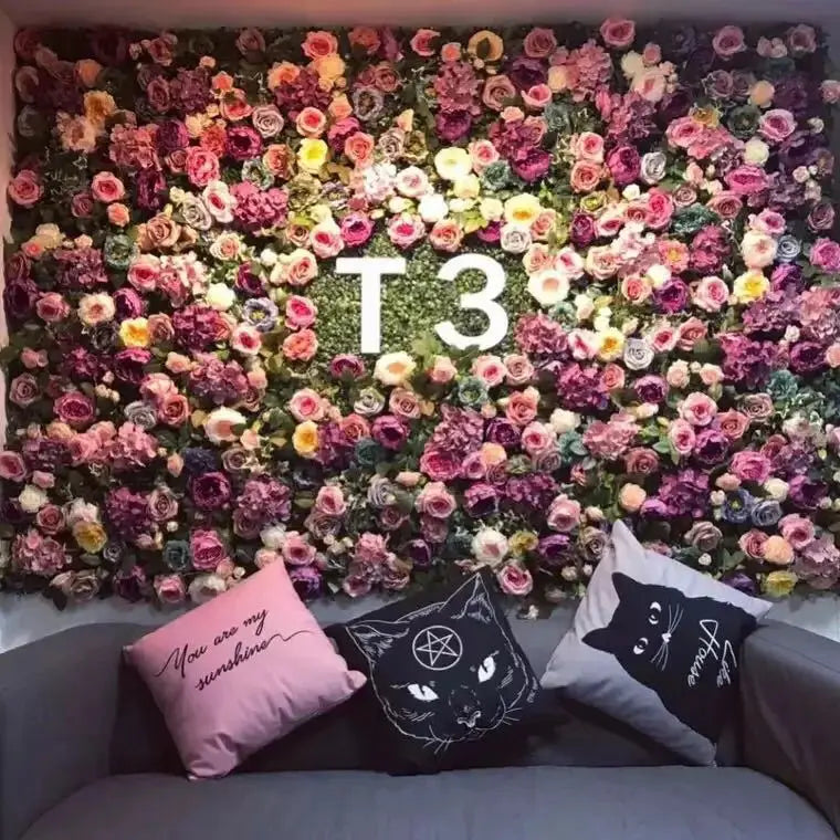 Handmade Luxury Artificial Flower Wall Panel 3D Fake Flower Decoration for Christmas Back School Restaurant Mall Wall Decorative