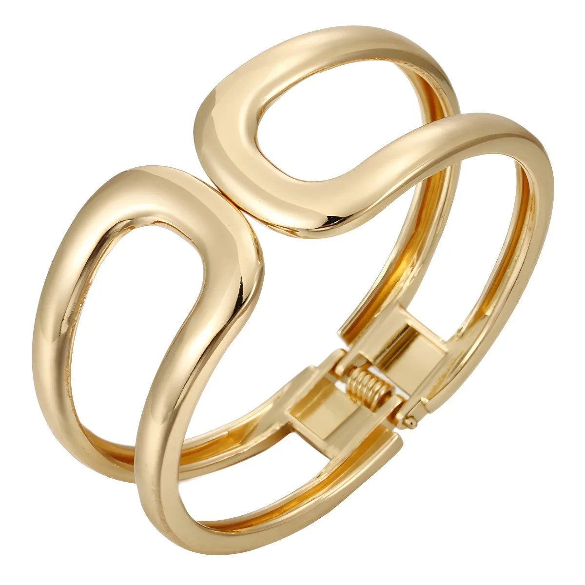 Large Open Cuff Bangle Bracelet Exaggerated Gold Plated Alloy MM B67 Irregular Shape for Women Trendy Fashion Party