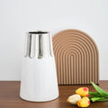 Wholesale Nordic Simple Indoor Decoration White Silver Plating Volcanic Ceramic Vase for Flower
