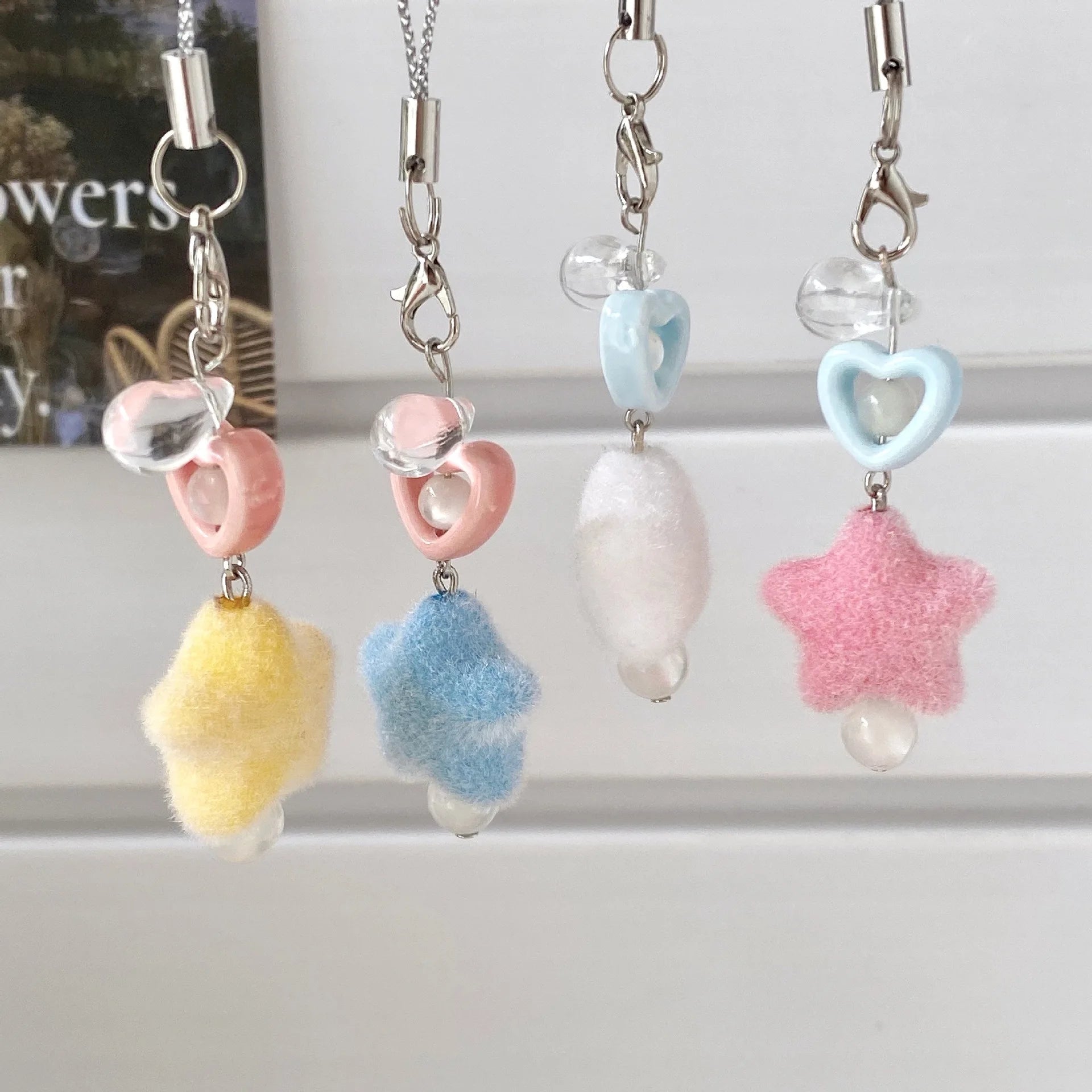 Hot Selling Colorful Star Plush Plush Five Pointed Star Cute Girl Heart Mobile Phone Chain Ins Wind Hanging Chain