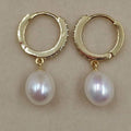 AAA Nature Freshwater Pearl Drop Shape Earrings 925 Sterling Silver Drop Earring