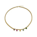 Hot Sale Unique Gold Color Necklace for Women Girls Colorful Stone Beads 925 Sterling Silver Snake Link Chain Necklaces Fashion
