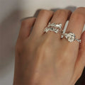 Unique Irregular 925 Sterling Silver Adjustable Open Wrapped Hug Band Fashion Jewelry Rings Silver Wrap Ring