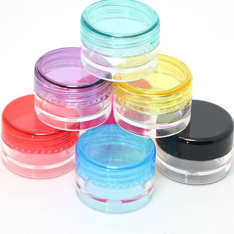 Wholesale Plastic PS Sample Pots Containers Cosmetic Small Round Colorful Lids Empty clear 3g 5g Cream Jar