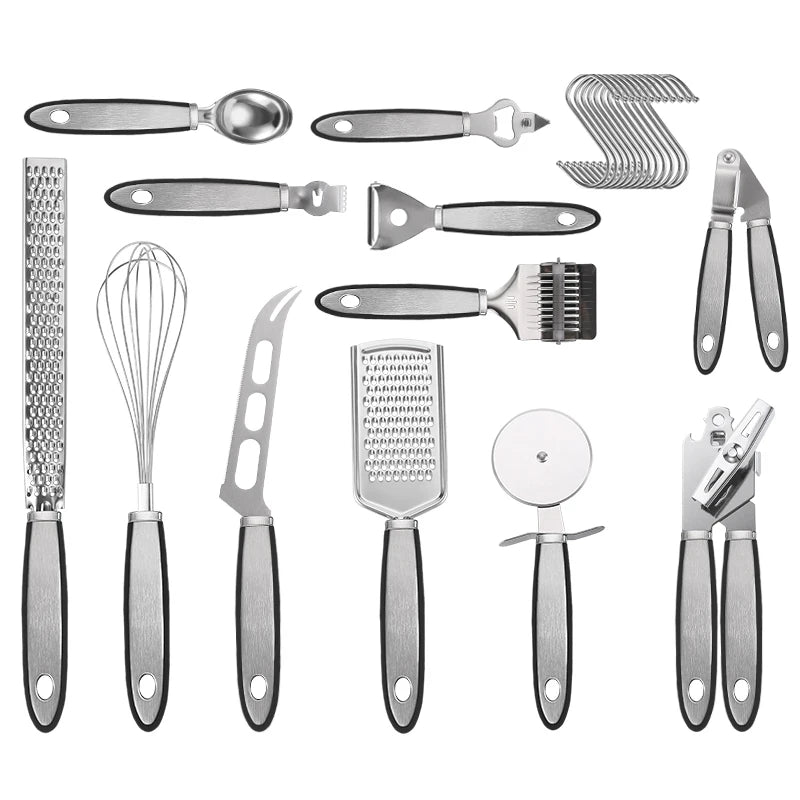 Manjia Kitchen Gadget Set Copper Coated Stainless Steel Utensils BFJM196 Pizza Cutter Whisk Vegetable Peeler Can Opener