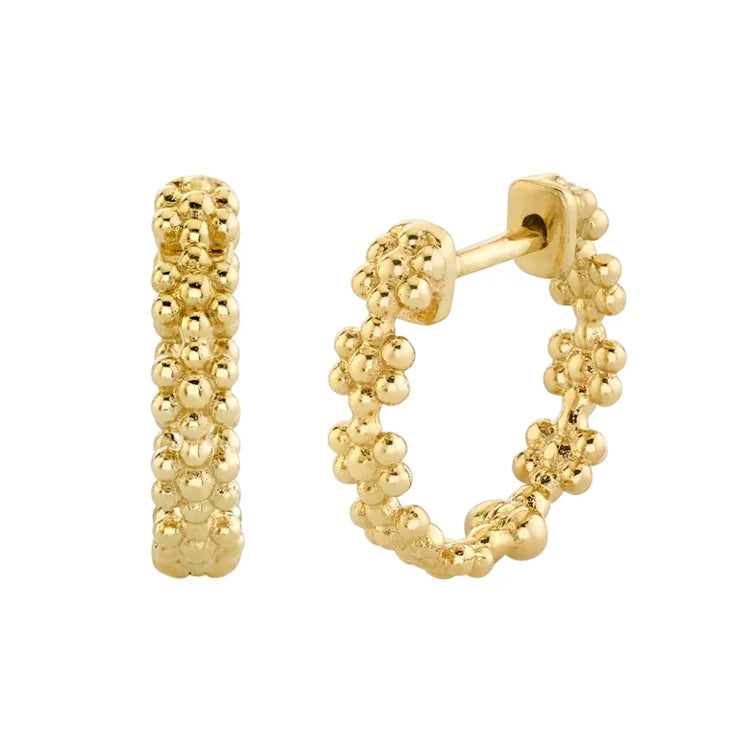 925 Sterling Silver Gold Plated Sweet Daily Wear Petite Flower Huggie Hoop Earring