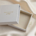 PandaSew Custom Logo Luxury Paperboard with Beige Microfiber Inside Bracelet Necklace Rings Gift Jewelry Box