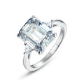 S925 Sterling Silver Three Stone Ring VVS2 Moissanite Emerald Cut Engagement Ring With Trillion Accents for Women Bridal Jewelry MegaBDM
