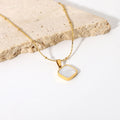 Dainty 18K Gold Plated Stainless Steel Women's Necklace Trendy Female Fashion Square Shell Pendant Thin Beads Chains Geometric