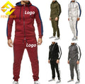Fengway Custom Logo Men's Casual Gym Sports Jogger Suit 2-Piece Zipper Hoodie with Side Striped Sweatsuit for Autumn