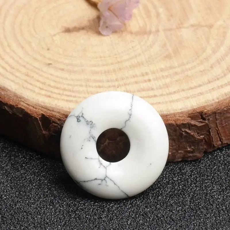 Natural Agate Gemstone Smooth Round Donut Pendant Focal Bead for Necklace Accessories