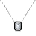 New Arrival Trendy  Cz Cubic Zirconia Black Square  Elegant Sterling Silver 925 Women Necklaces Jewelry Set for Party Wedding